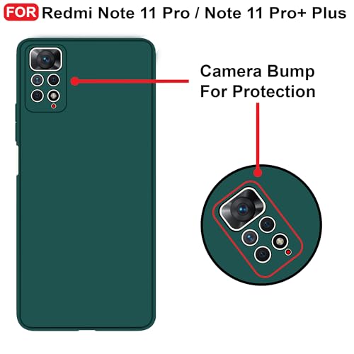 CEDO Back Cover for Redmi Note 11 Pro/Note 11 Pro+ Plus | Camera Bump Protection & Inner Velvet Fabric Lining | Ultra Slim Matte Soft Rubberised Case Cover (Green) - Image 3