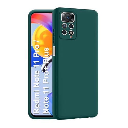 CEDO Back Cover for Redmi Note 11 Pro/Note 11 Pro+ Plus | Camera Bump Protection & Inner Velvet Fabric Lining | Ultra Slim Matte Soft Rubberised Case Cover (Green) - Image 1