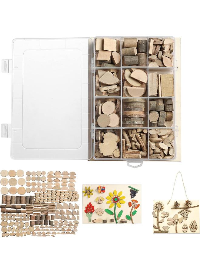 Bluejw LAZACA Wood Craft Kits DIY for Kids Ages 5-20 Wooden Unfinished Toys Art Paint Bulk Craft Sticks Garden Playset Loose Parts Play Materials 250 Pcs/19.5X13X3.5cm - Image 1
