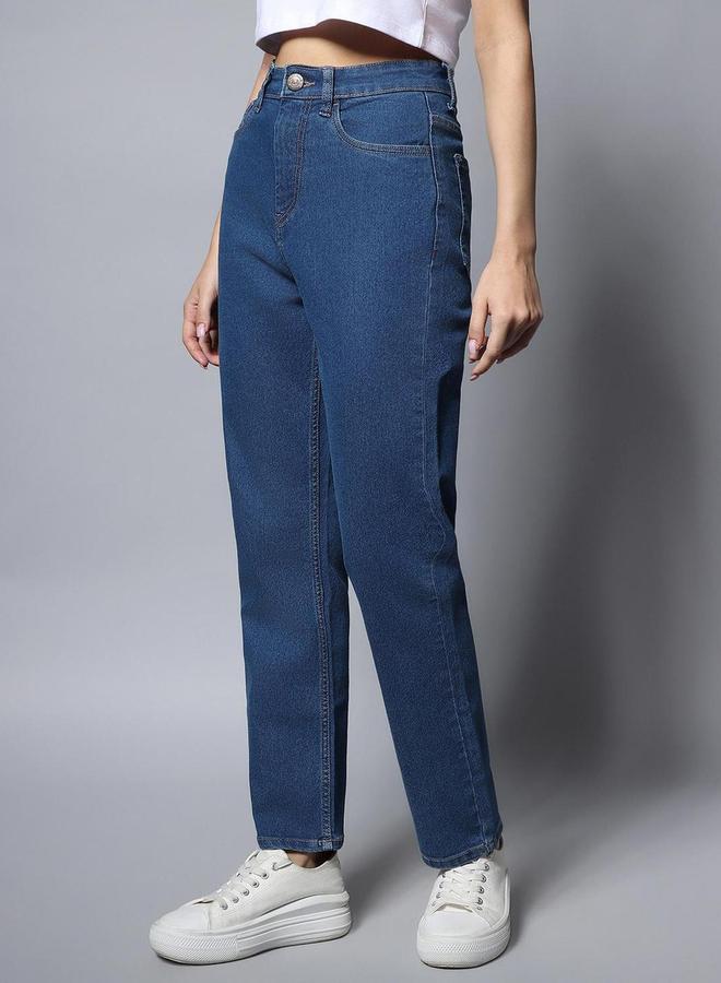 هاي ستار جينز بخصر عالي وقصة مستقيمة بمظهر أنيق - Image 3