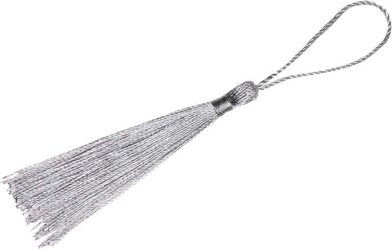 Haoser Silver 50 Psc 13cm/5 Inch Silky Floss Craft Tassels, Handmade Tassel with Loop for Jewelry Making Souvenir, Bookmarks, DIY Craft Accessory - Image 4