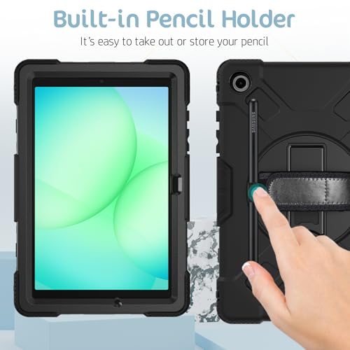Robustrion Cover for Samsung Tab A11 Plus 11 inch, Armor Shockproof Cover with [Shoulder Strap] and [360 Degree Rotating Hand Strap and Stand] for Galaxy Tab A11+ 11" - Black - Image 3