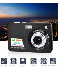 Generic كاميرا رقمية كاميرا جيب صغيرة 18 ميجابكسل 2.7 بوصة شاشة LCD 8x تكبير ابتسامة التقاط مضادة للاهتزاز مع البطارية  - Image 3