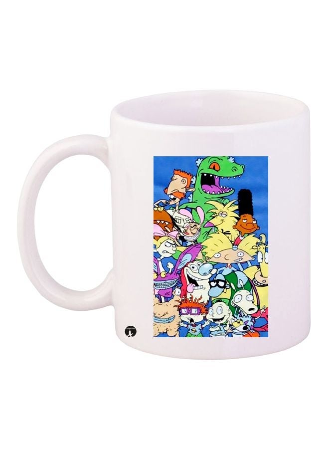 Cartoon Printed Coffee Mug White/Yellow/Beige 11ounce