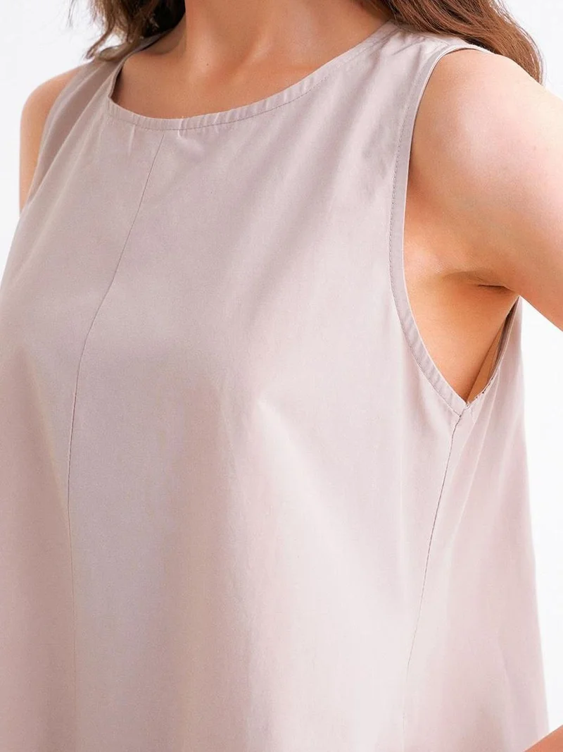 MixRay Stone Natural Mixray Relaxed Fit Maxi Dress with Pockets for Women | Best Price UAE