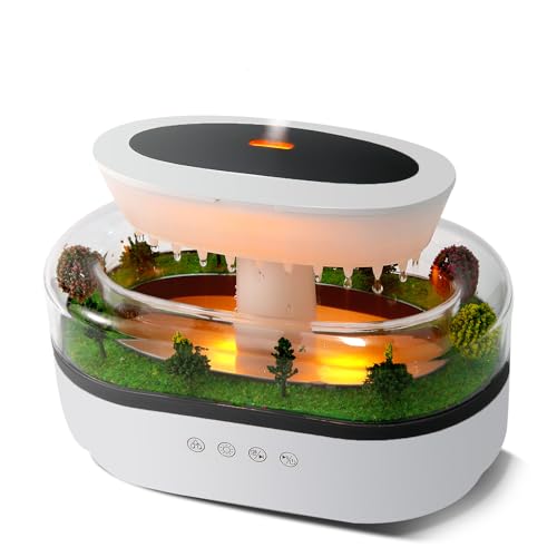 Piosarafiem Rain Humidifier Ultrasonic Rainfall Humidifier with Simulated Water Drop Effect Quiet Mist for Bedroom Office Plants - Image 1
