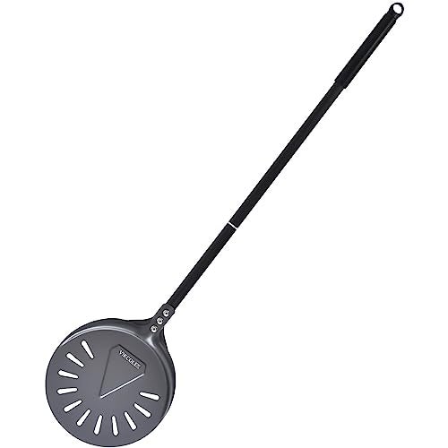 VIKCOLEE Turning Pizza Peel 8 Inch with 25 Inch Handle Round Pizza Turning Peel Professional Anodized Aluminum Turning Pizza Spatula 33 Inch overall - Image 1