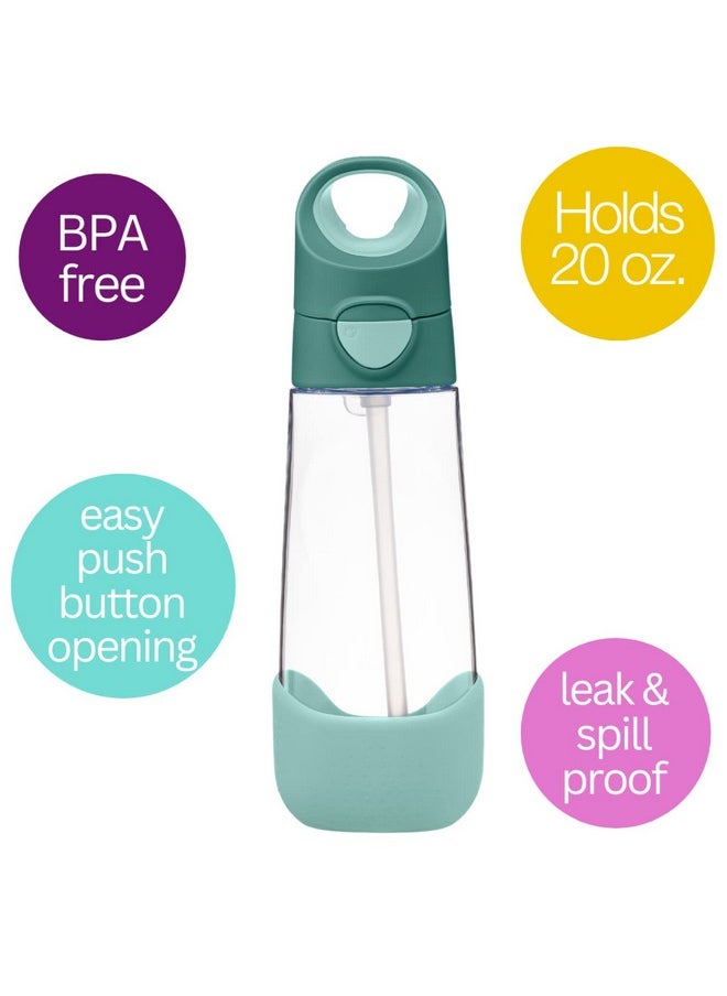 b.box 20Oz Tritan Straw Bottle ; Large Modern Water Bottle With Flip Straw For Kids ; Spill Proof Bpa Free (Emerald Forest 20 Oz)  - Image 4