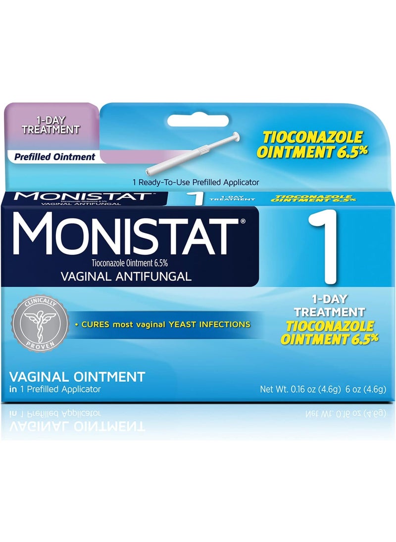 Monistat Monistat 1 Day Yeast Infection Treatment for Women, 1 Prefilled Tioconazole Ointment Applicator, 1 Pack 