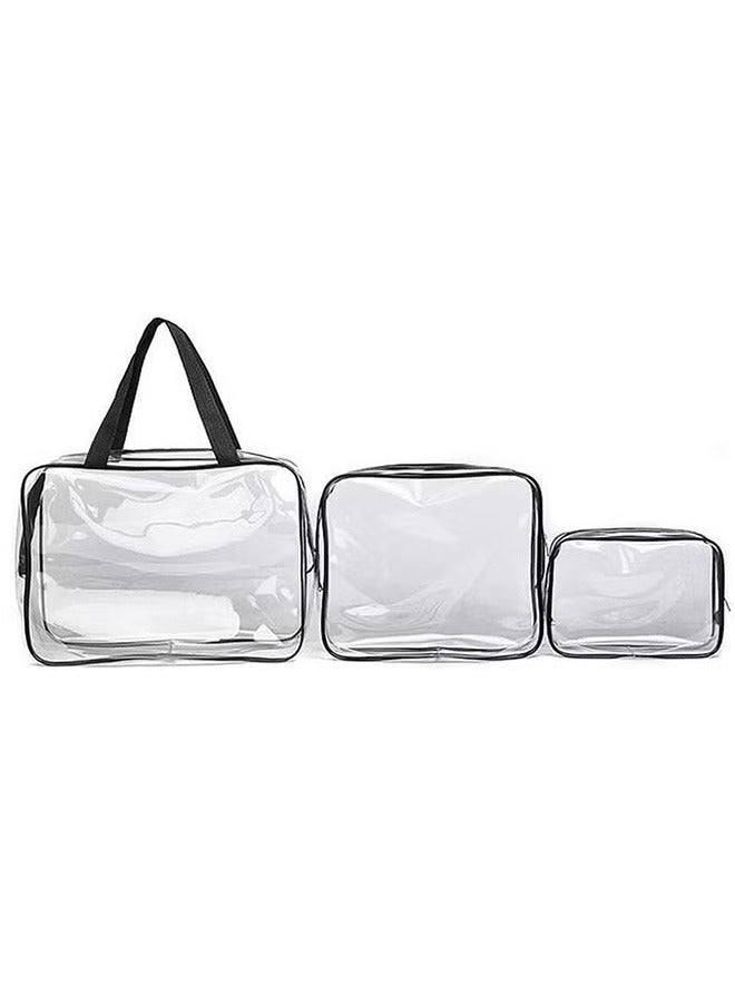 3pcs Portable Waterproof Cosmetic Bag Clear - Image 1