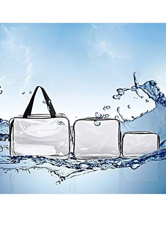 3pcs Portable Waterproof Cosmetic Bag Clear - Image 2