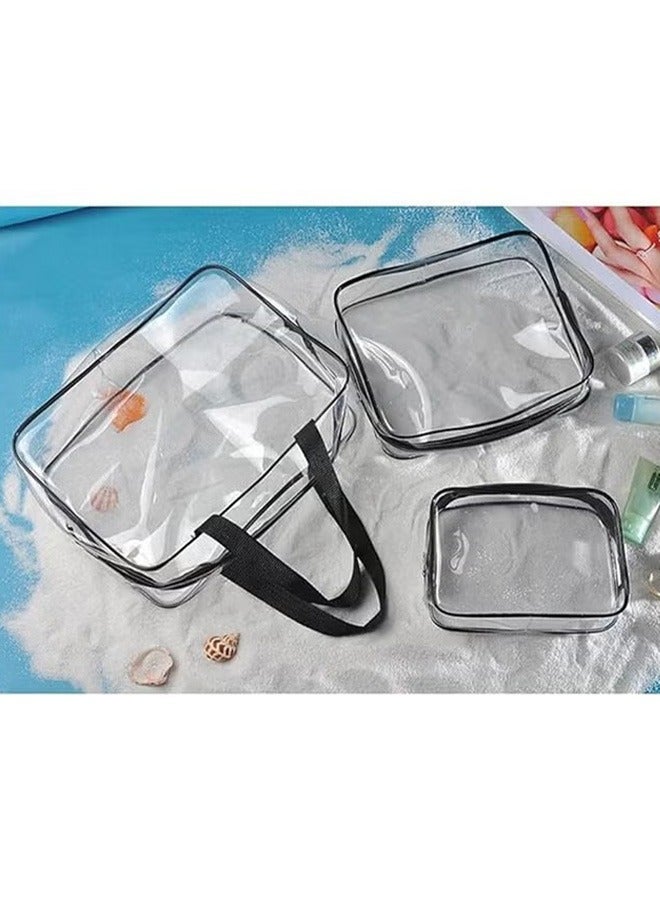 3pcs Portable Waterproof Cosmetic Bag Clear - Image 3