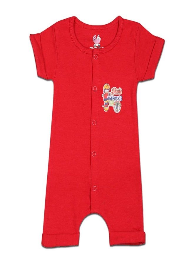 TiniBerry Baby Cotton Blend Bodysuit/Romper/Dungaree Knee Length for Baby Boys And Baby Girls (Pack of 2) (6-9 Months, PINK RED) - Image 2