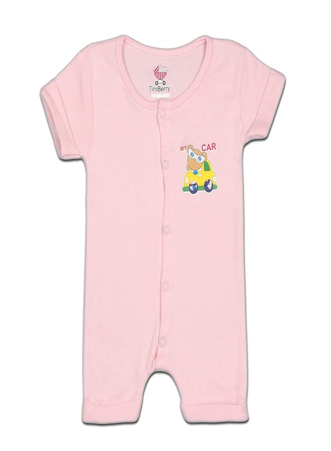 TiniBerry Baby Cotton Blend Bodysuit/Romper/Dungaree Knee Length for Baby Boys And Baby Girls (Pack of 2) (6-9 Months, PINK RED) - Image 3