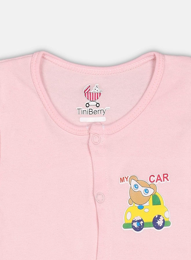 TiniBerry Baby Cotton Blend Bodysuit/Romper/Dungaree Knee Length for Baby Boys And Baby Girls (Pack of 2) (6-9 Months, PINK RED) - Image 5
