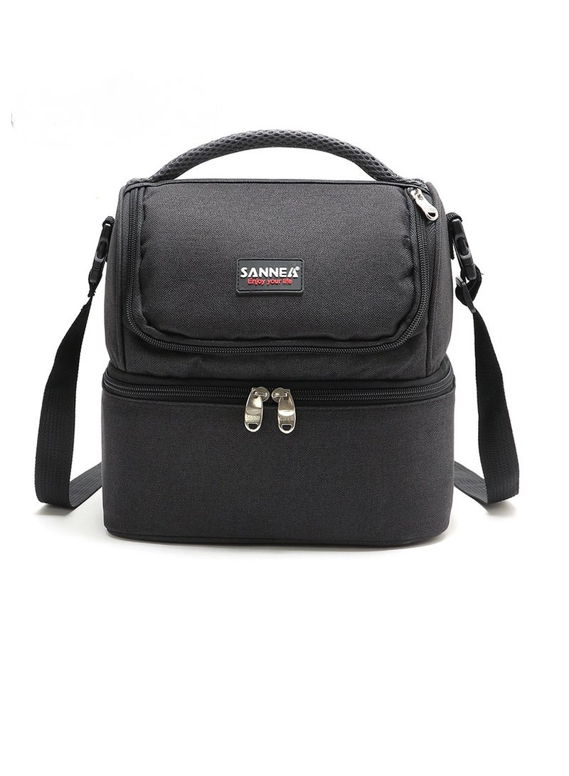 SANNE Thermal Insulated Lunch Bag Handheld Double-Layer Picnic Bag - Image 1