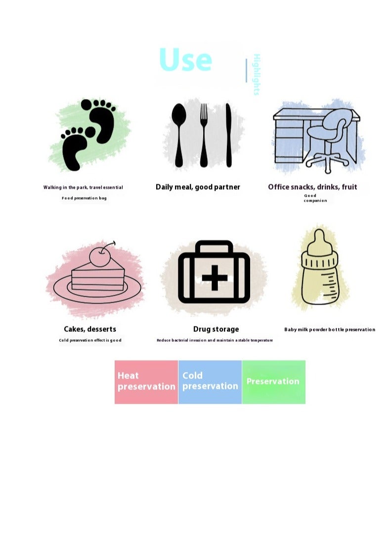 SANNE Thermal Insulated Lunch Bag Handheld Double-Layer Picnic Bag - Image 2