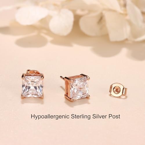 MILACOLATO Cubic Zirconia Stud Earrings for Women Men | 18K Gold Plated Hypoallergenic Sterling Silver Post Earrings | Big Brilliant Simulated Diamond CZ Halo Stud Earrings for Sensitive Ears MRG - Image 5