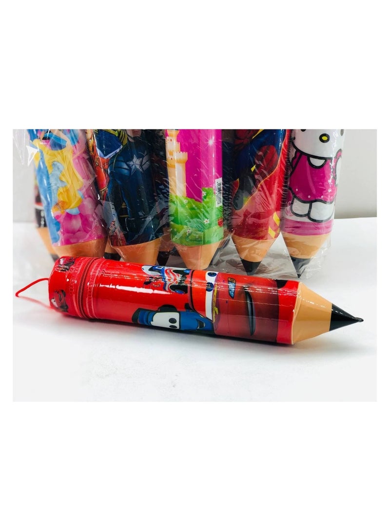 حافظة أقلام رصاص على شكل قلم رصاص مطبوع عليها شخصية كرتونية  الخامة الجلد 1 سوسته  الكيس: ١٢ قطعة - Image 2