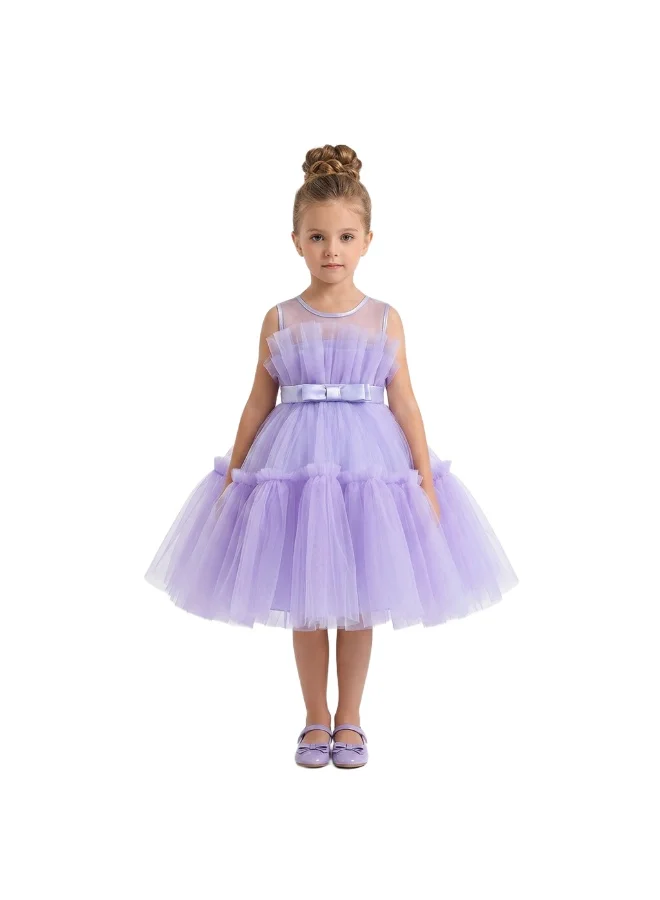 بيداني Lavender Tulle Puffy Flower Girl Dress