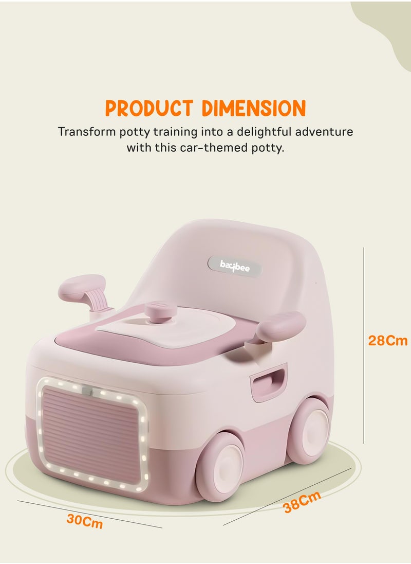 BAYBEE Baybee 3 in 1 Convertible Baby Potty Training Seat for Kids | Potty Toilet Seat Chair for Kids with Led Light, Handle, PU Cushion & Closing Lid | Baby Potty Seat for Toddlers Kids 1-5 Years Pink  - Image 4