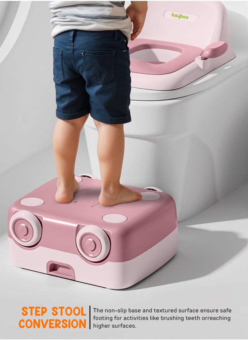 BAYBEE Baybee 3 in 1 Convertible Baby Potty Training Seat for Kids | Potty Toilet Seat Chair for Kids with Led Light, Handle, PU Cushion & Closing Lid | Baby Potty Seat for Toddlers Kids 1-5 Years Pink  - Image 5