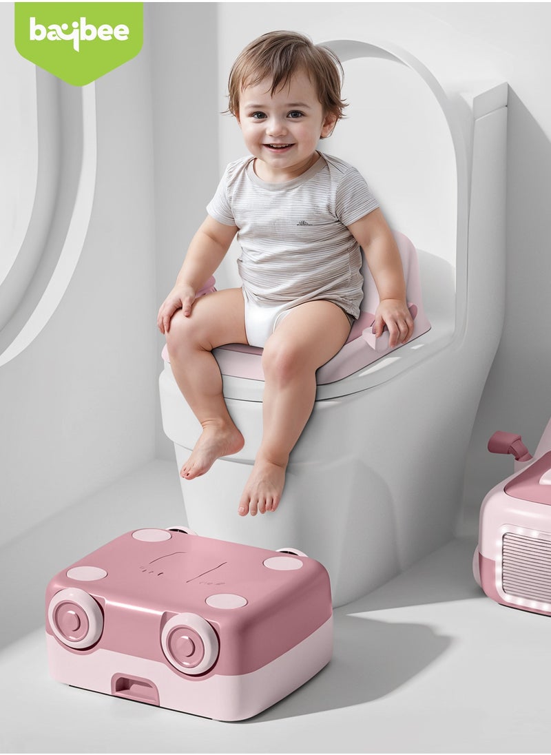 BAYBEE Baybee 3 in 1 Convertible Baby Potty Training Seat for Kids | Potty Toilet Seat Chair for Kids with Led Light, Handle, PU Cushion & Closing Lid | Baby Potty Seat for Toddlers Kids 1-5 Years Pink  - Image 2