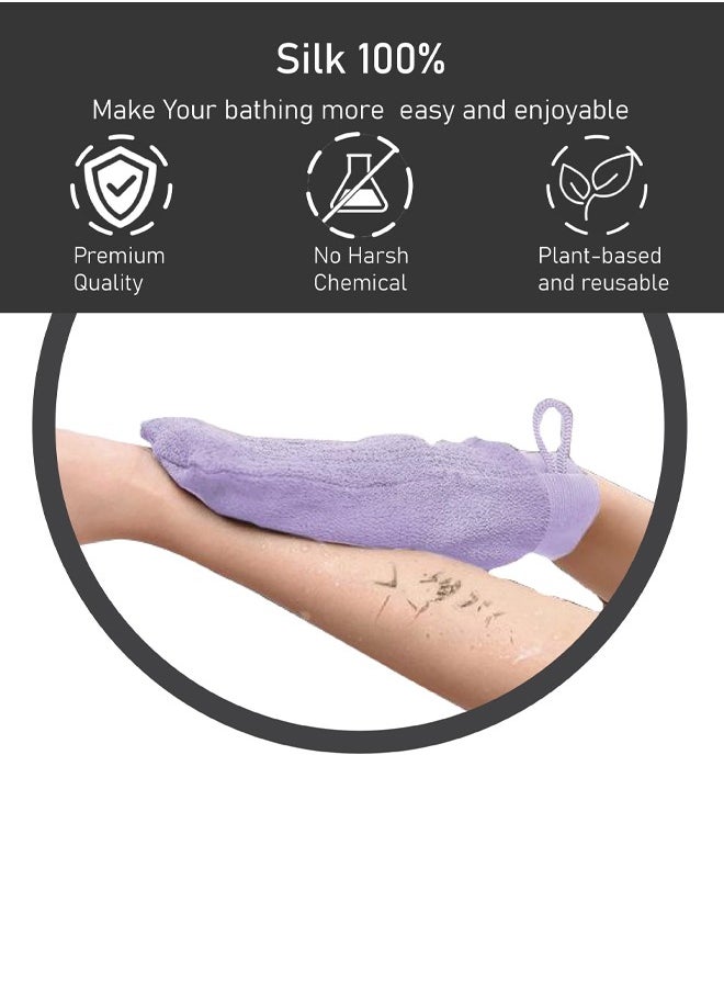 Korean loofah for skin cleansing and exfoliation, along with a viscose shower glove in purple, perfect for enjoying a Moroccan bath experience at home. - pzsku/Z5F640C13978333795560Z/45/_/1730100582/f594f334-509a-410f-a3d3-5ba495bfa9ee