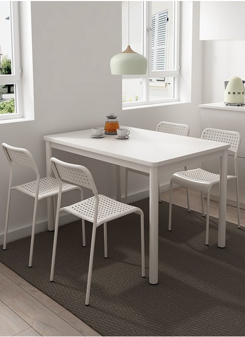 Set of 4 multifunctional white kitchen chairs with metal legs