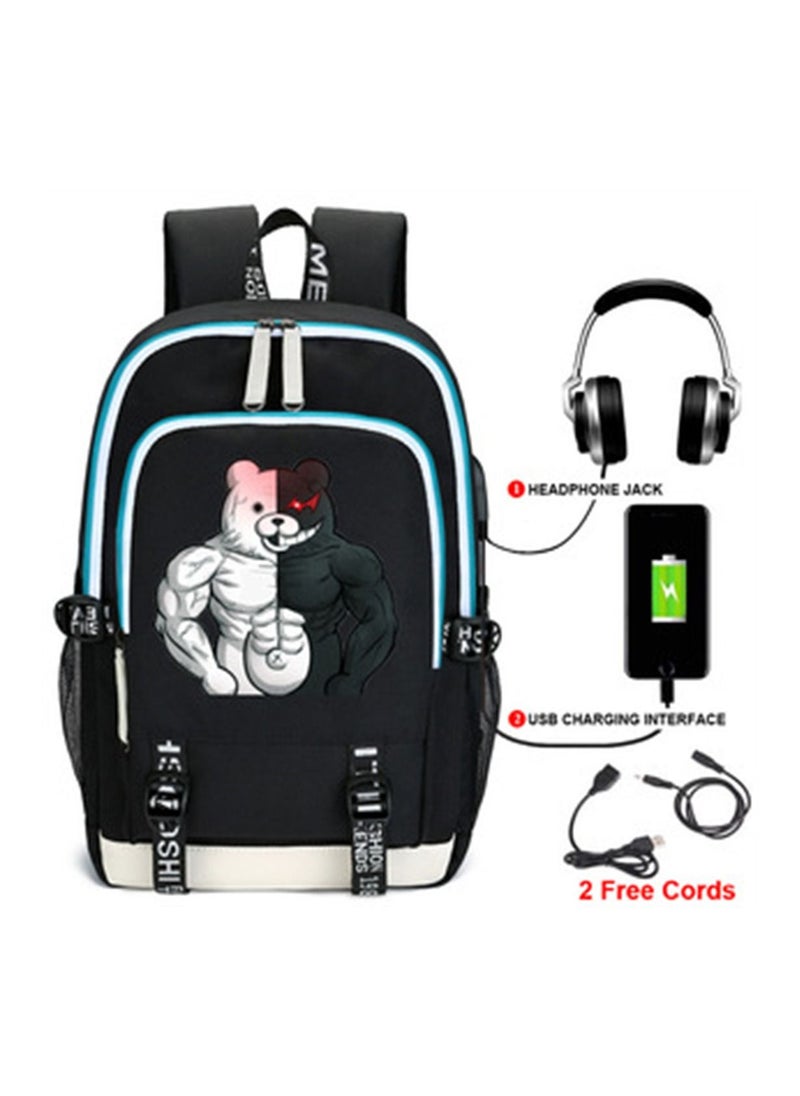 Generic - Danganronpa Backpack Printed School Bag Laptop Backpack with USB Charging Port  Headphone Port - Image 1