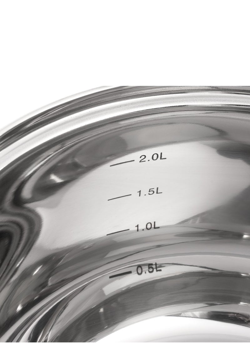Fissman - Stockpot with Glass Lid 16x10.5cm / 2.1 Liter with Measuring Mark, Stainless Steel Stockpot Felina Series - Image 1