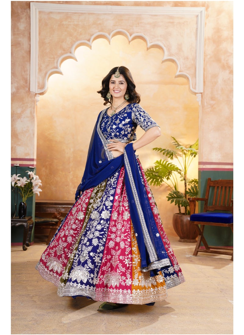 Super Asian Faux Georgette Lehenga Set with Heavy Sequin Embroidery & 4.5m Flair – Premium Designer Collection  - Image 1