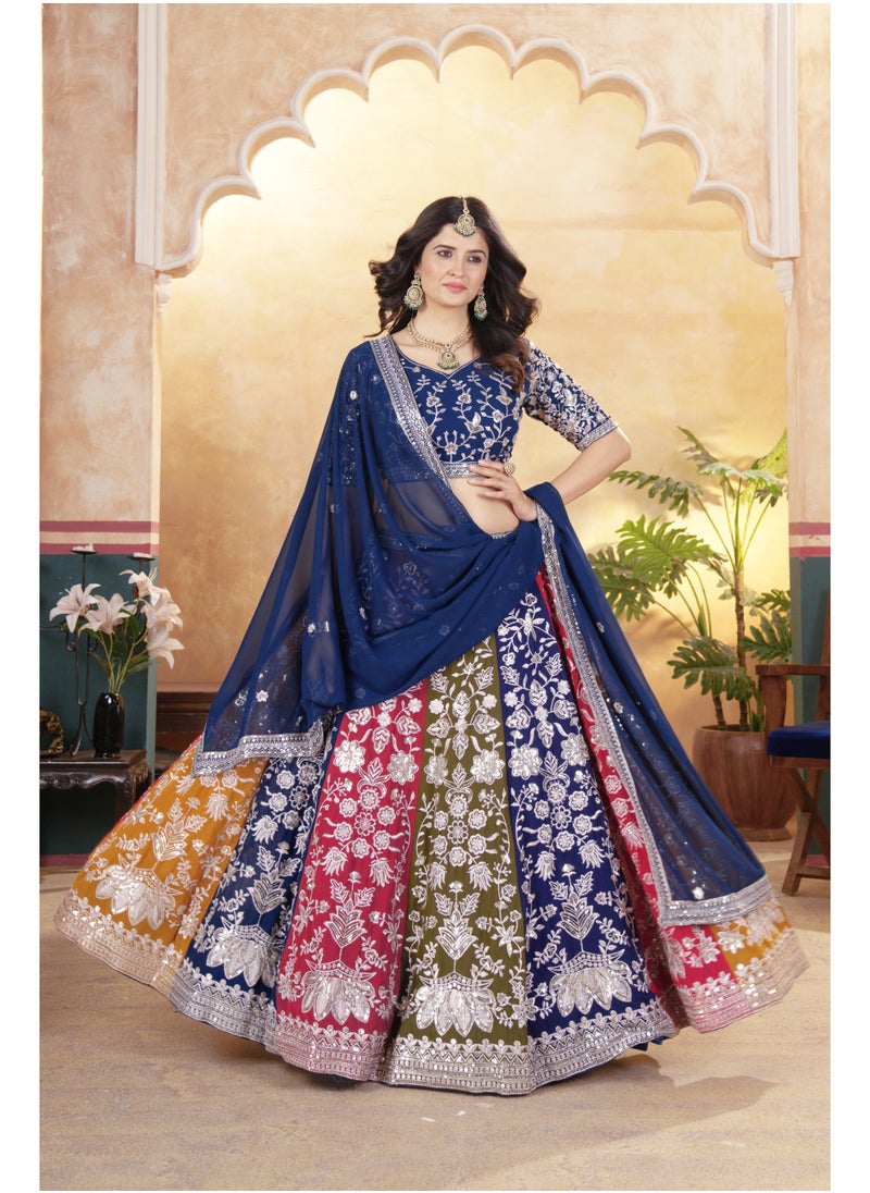Super Asian Faux Georgette Lehenga Set with Heavy Sequin Embroidery & 4.5m Flair – Premium Designer Collection  - Image 3