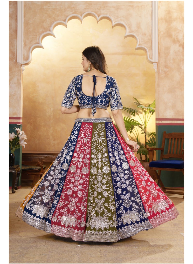 Super Asian Faux Georgette Lehenga Set with Heavy Sequin Embroidery & 4.5m Flair – Premium Designer Collection  - Image 4