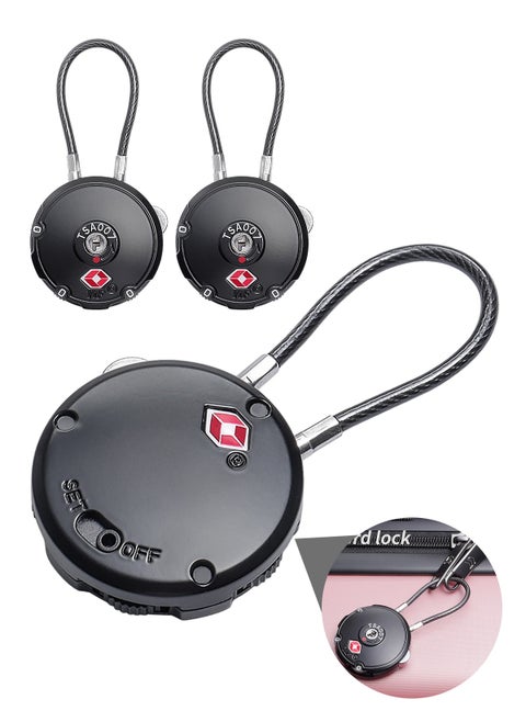 TSA Accepted Luggage Combination Locks, 2 Pack Combination Padlock Codes with Alloy Body for Travel Bag, Suit Case, Lockers, Gym, Bike Locks(Black)