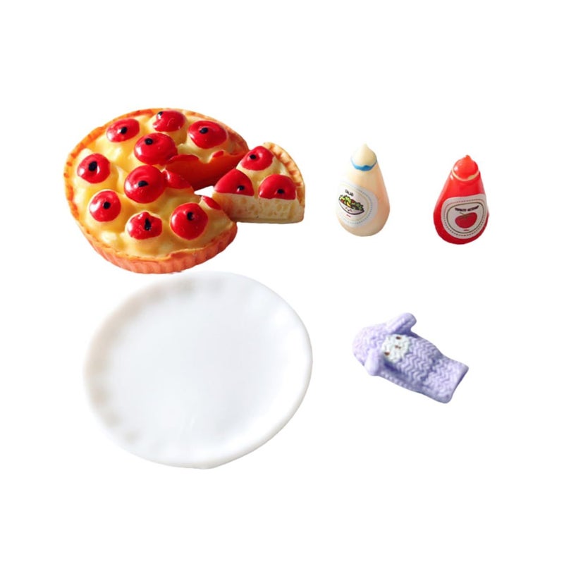 Miniature Pizza And Sauces Decor Set Realistic Food Models For Dollhouse Scenes - Image 2