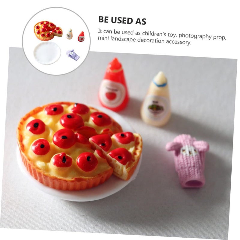 Miniature Pizza And Sauces Decor Set Realistic Food Models For Dollhouse Scenes - Image 4