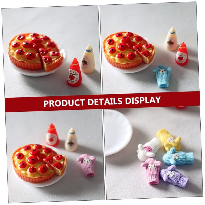 Miniature Pizza And Sauces Decor Set Realistic Food Models For Dollhouse Scenes - Image 5