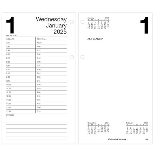 AT-A-GLANCE 2025 Desk Calendar Refill, Daily, 4-1/2" x 8", Large, Loose-Leaf (E2105025) - Image 1