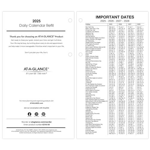 AT-A-GLANCE 2025 Desk Calendar Refill, Daily, 4-1/2" x 8", Large, Loose-Leaf (E2105025) - Image 4