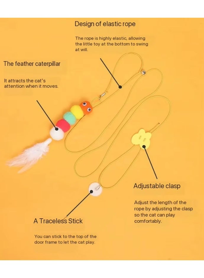 Pet Interactive & Movement Toys Retractable Catnip Felt Teaser Toy for Cats, Hangable on Door Elastic Rope Paste Hanging Pet Interactive Toys Funny Cat Stick Plush Teaser Toy Teasing Cat - Image 3