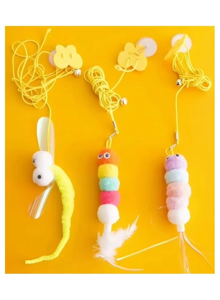 Pet Interactive & Movement Toys Retractable Catnip Felt Teaser Toy for Cats, Hangable on Door Elastic Rope Paste Hanging Pet Interactive Toys Funny Cat Stick Plush Teaser Toy Teasing Cat - Image 1