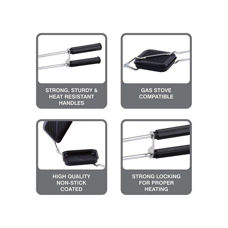ATTRO Nonstick Grill Sandwich Toaster,Black - 1000 Watts, 300 Mm - Image 4