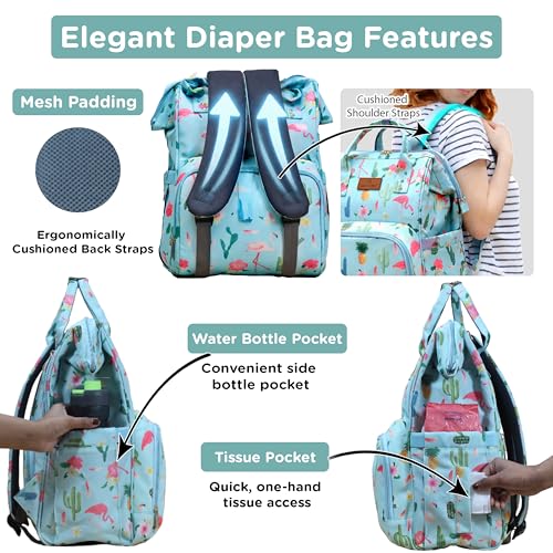 Motherly Elegant Diaper Bag for Mothers for Travel, Maternity Bag for Newborn Baby, Mothers Travelling Bag, Multipocket Water Resistant Baby Bag, Hospital Bag for Moms (Cactus Light Green) - Image 5