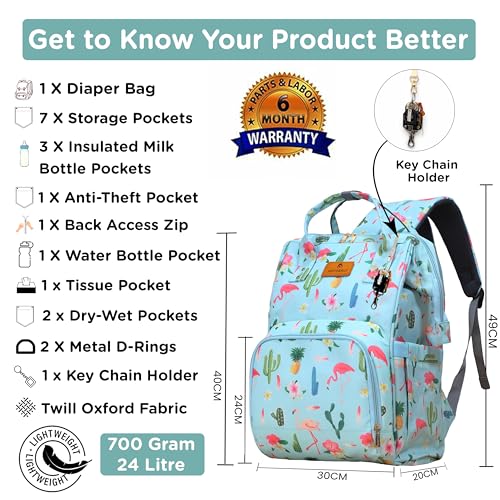 Motherly Elegant Diaper Bag for Mothers for Travel, Maternity Bag for Newborn Baby, Mothers Travelling Bag, Multipocket Water Resistant Baby Bag, Hospital Bag for Moms (Cactus Light Green) - Image 2
