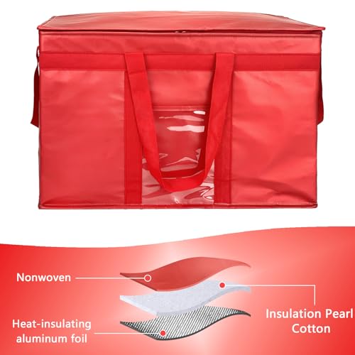 Yalin XXXL Large Insulated Cooler Bag, Styrofoam Cooler of Keep Food Hot or Cold, Reusable Double Zipper Food Delivery Bag for Grocery Shopping, 23" W x 15" H x 14" D (Red, 3XL (Pro)) - Image 4