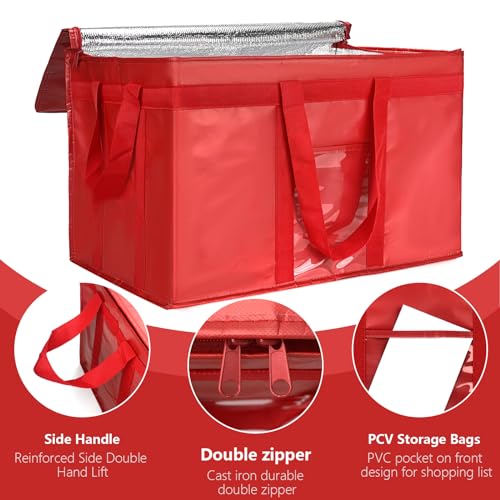 Yalin XXXL Large Insulated Cooler Bag, Styrofoam Cooler of Keep Food Hot or Cold, Reusable Double Zipper Food Delivery Bag for Grocery Shopping, 23" W x 15" H x 14" D (Red, 3XL (Pro)) - Image 3