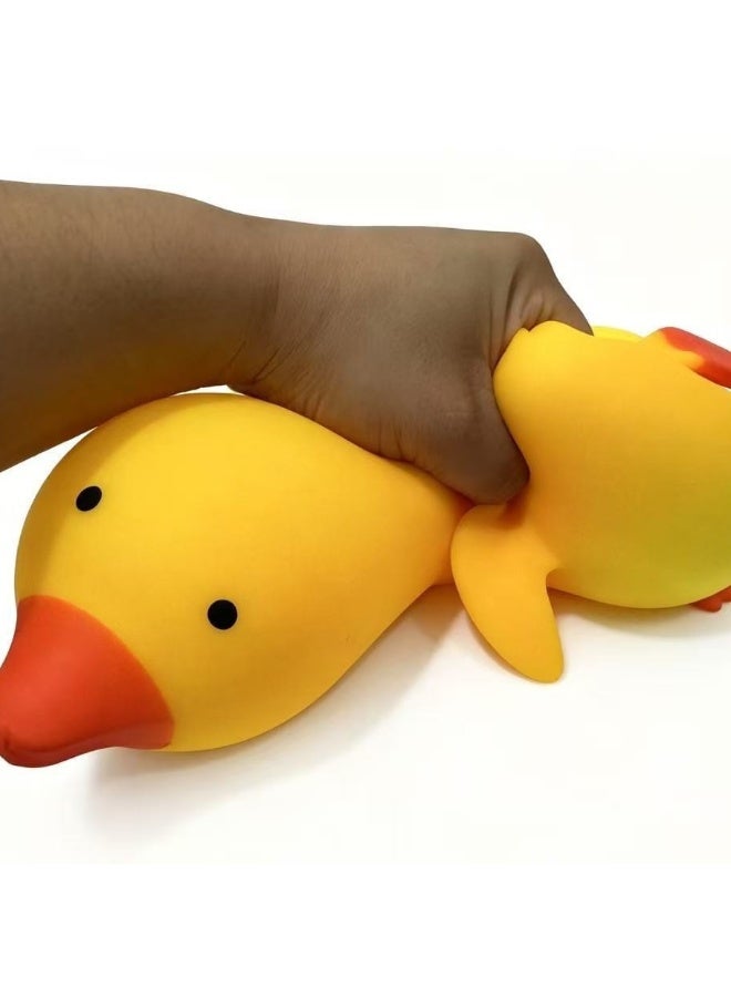 QITAI Lying Yellow Duck Stretch Squishy Stress Relief Toy, Stretchable Soft Rubber Squeeze Duck, Cute Healing Desktop Ornament Portable Anxiety Relief Gift for Students - Image 5