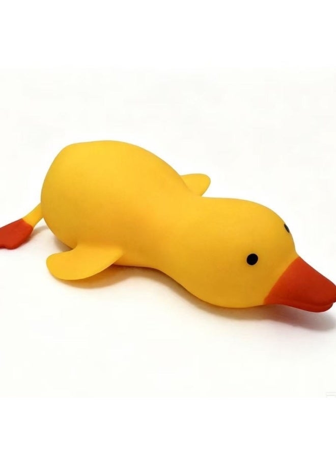 QITAI Lying Yellow Duck Stretch Squishy Stress Relief Toy, Stretchable Soft Rubber Squeeze Duck, Cute Healing Desktop Ornament Portable Anxiety Relief Gift for Students - Image 4