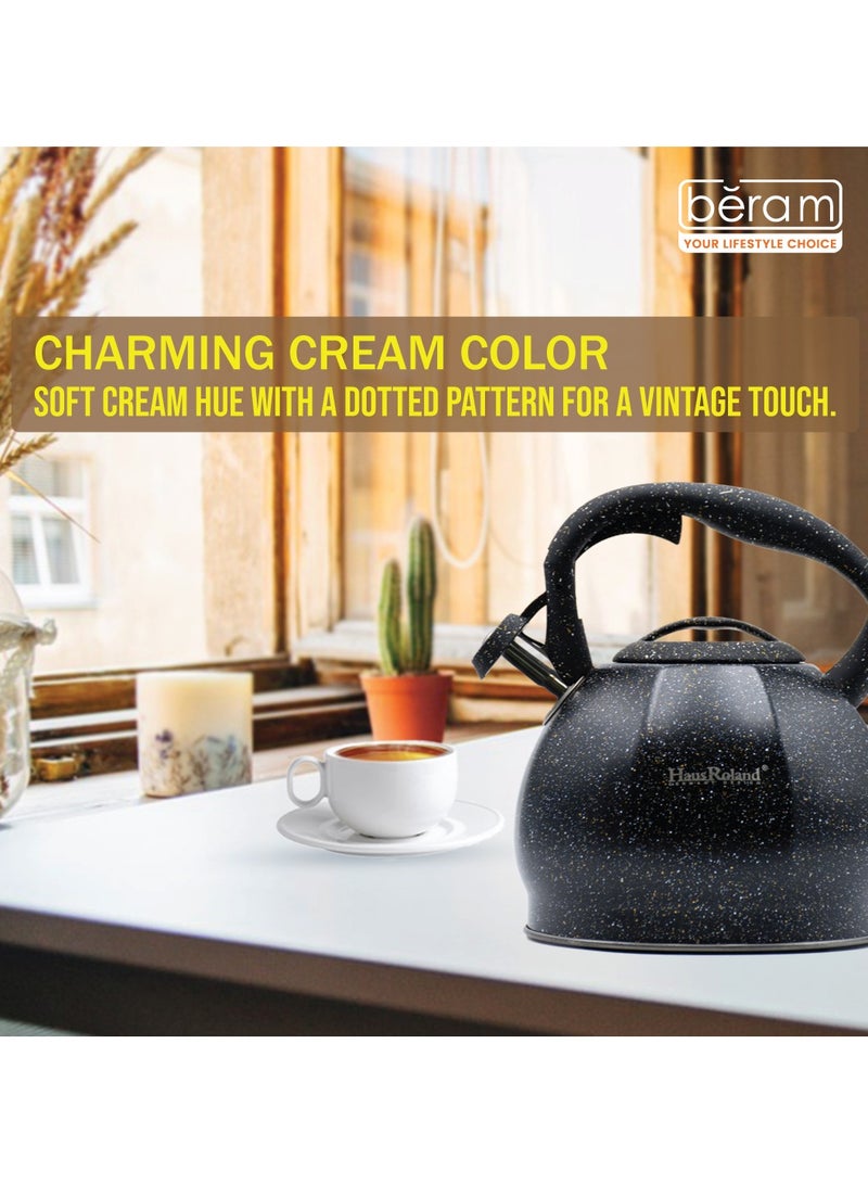 Beram Whistling Kettle, Stovetop Tea Kettle, Stainless Teapot, 3 Liters with Dotted Grain Design, Fast Boiling, Perfect for Homes, Picnics, and Parties  - Image 2